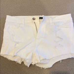 White Jean shorts with rips